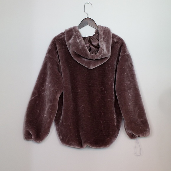 Purple/pinkish Velvet Fur Teddy Bear Hoodie - Picture 7 of 8